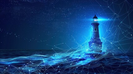 Wall Mural - Lighthouse in the Digital Sea