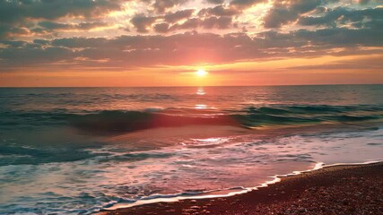 Poster - Tranquil sunset on a serene sandy shore