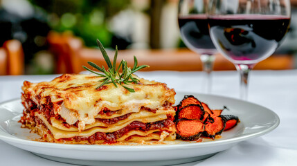 Enjoy authentic Italian cuisine A delicious pasta dish with a good wine This image captures the essence of Italian pasta specialties in a warm and inviting setting. all about italien gourmet food