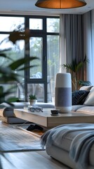 Canvas Print - Cozy and Sophisticated Smart Home with Voice Controlled Devices and Minimalist Interior Design