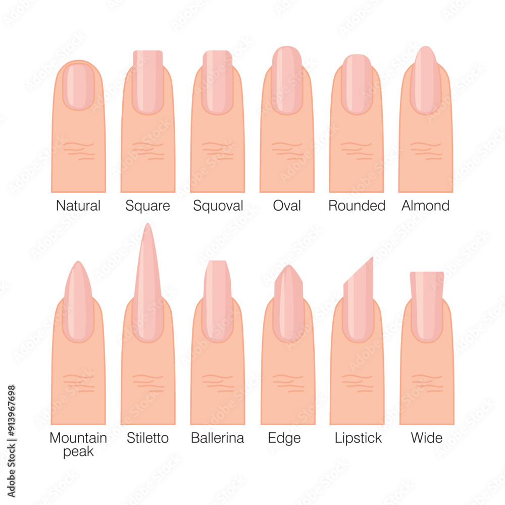 Nail Shapes Natural Rounded Square Squoval Oval Almond Ballerina Nail Shapes Natural Rounded Square Squoval Oval Almond Ballerina
