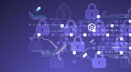 Leinwandbilder - Secure digital background. Virtual confidential, programming protection. Hand drawn vector.