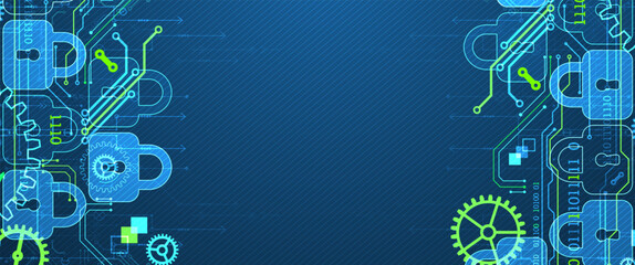 Aufkleber - Secure digital background. Virtual confidential, programming protection. Hand drawn vector.