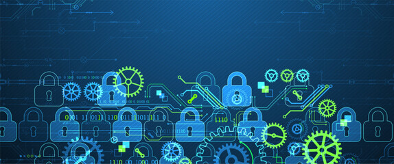 Aufkleber - Secure digital background. Virtual confidential, programming protection. Hand drawn vector.