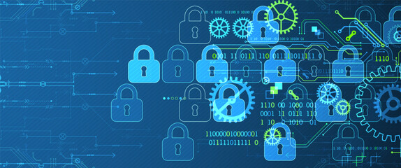 Aufkleber - Secure digital background. Virtual confidential, programming protection. Hand drawn vector.