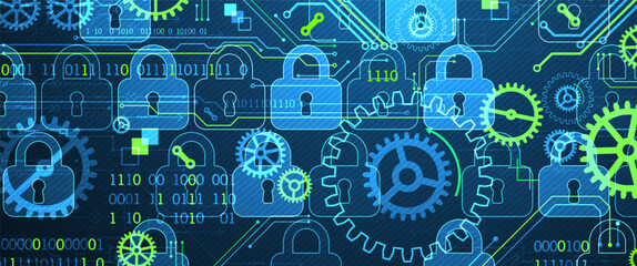 Aufkleber - Secure digital background. Virtual confidential, programming protection. Hand drawn vector.