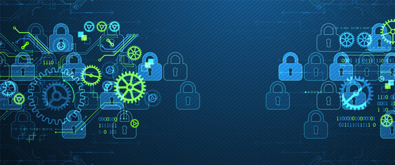 Aufkleber - Secure digital background. Virtual confidential, programming protection. Hand drawn vector.
