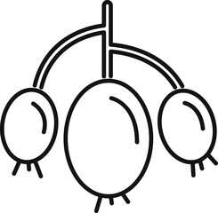 Sticker - Simple line drawing icon of three berries hanging on a twig