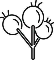 Sticker - Simple icon of three round berries growing on a branch with thin line style