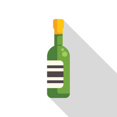 Sticker - Green wine bottle with blank label and long shadow on white background