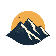 Wall Mural - mountain silhouette with a sunset and moon, generative ai image