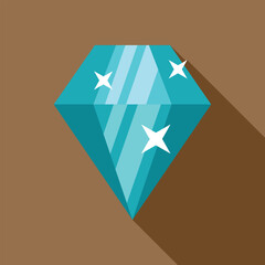 Poster - Large faceted aquamarine diamond sparkling with brilliance