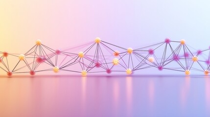 Abstract network design featuring colorful nodes and connections on a gradient background, ideal for technology or data concepts.