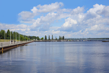 Wall Mural - Great Goitzsche lake (Goitzsche), city port, open-cast mining lake in Bitterfeld - Germany