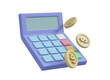 © Khomkrid - 3D illustration showing an icon of a calculator and a dollar coin. which symbolizes financial calculations and management, isolated on a transparent background.
