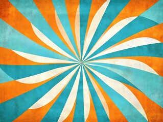 Wall Mural - Abstract Sunburs light blue, orange background.