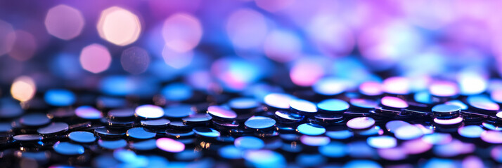 Sticker - Abstract close-up of colorful sequins with bokeh background, perfect for festive New Year's Eve celebration concepts