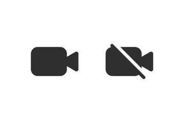 Wall Mural - simple set of off and on camera buttons for user interface isolated on white background. vector icon