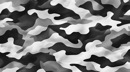 Poster - Black and White Camouflage Abstract Pattern