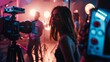 © MIKHAIL - Young woman posing on set during music video shoot