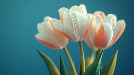 Canvas Print - Three white flowers with orange tips are in a vase