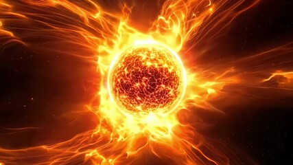 Wall Mural - a large orange sun with a bright yellow halo