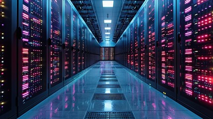digital data storage. a room with servers for storing and processing data. a snapshot of a data cent