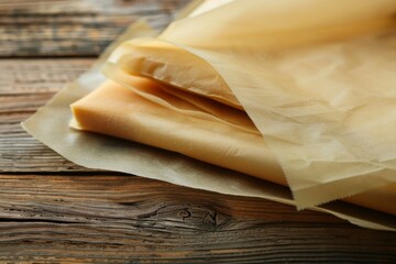 Wall Mural - Closeup of wooden background with baking paper sheets