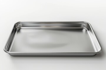 Wall Mural - Empty baking tray for oven isolated view from top and side