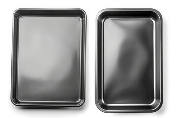 Wall Mural - Empty baking tray isolated on white top and side view