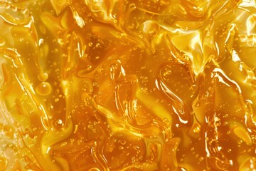 Wall Mural - golden liquid honey or syrup with bubbles abstract background