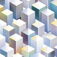 Abstract Geometric Cityscape. Modern White Cubic Architecture with Gradient Effects