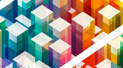 Wall Mural - Colorful Abstract Geometric 3D Blocks Background in Gradient Shades