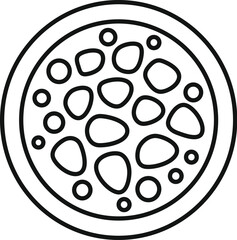 Sticker - Line art icon of a petri dish containing multiple growing bacteria colonies