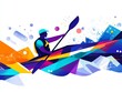 © Tatiana - A man in a blue jacket is paddling a colorful kayak