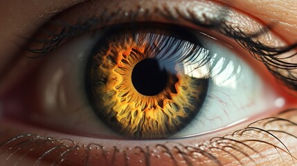 Sticker - Close-up of a Human Eye with Golden Iris