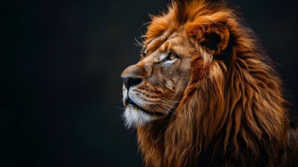 Sticker - Majestic Lion with Powerful Gaze Captures the Essence of Strength and Nobility in Wildlife Portrait