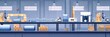 © Vikarest - Industrial Factory Production Line Interior Background Illustration