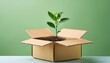 © Marko - Plant growing in a cardboard box on simple colored background with copy space