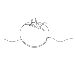 Wall Mural - One continuous line drawing Tomato vegetable. Tomato single line illustration.