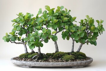 Wall Mural - A bonsai in style, with roots gracefully wrapping around a rock