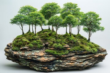 Wall Mural - A bonsai in style, with roots gracefully wrapping around a rock