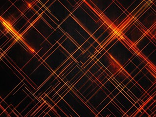 Wall Mural - Dynamic Abstract Background with Orange and Red Lines Glowing