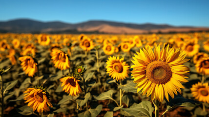 Sticker - sunflower field in the summer created with Generative AI technology