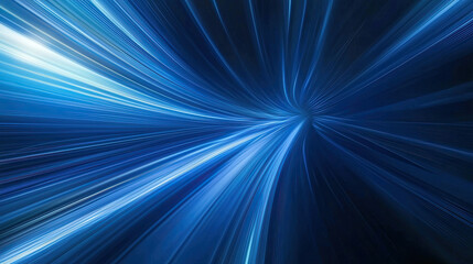 Wall Mural - Abstract Blue Background with Rays of Light and Lines, Dark Tunnel with Speed Effect, Digital Futuristic Wallpaper, High-Tech Light Rays, Dynamic Speed Lines, Modern Digital Design