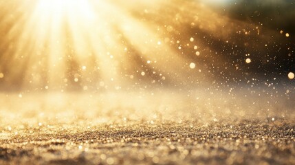 Wall Mural - golden sunlight filters through dust particles, creating a magical, ethereal atmosphere in the morni