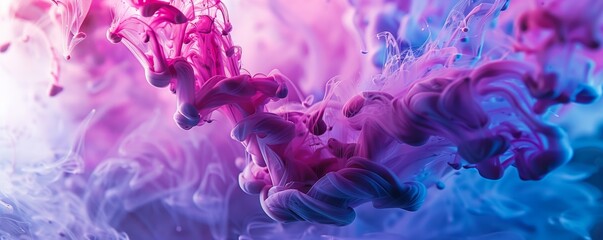 Wall Mural - Ink droplets dancing in water, creating abstract shapes and patterns, 4K hyperrealistic photo