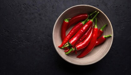 Red chili pepper in a bowl on a black background