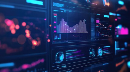 A close-up of a digital dashboard displaying real-time data and analytics, representing business automation and strategy