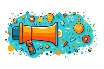 Sticker - digital marketing campaign, targeting audience, flat design illustration, no logo, no trademark, no 